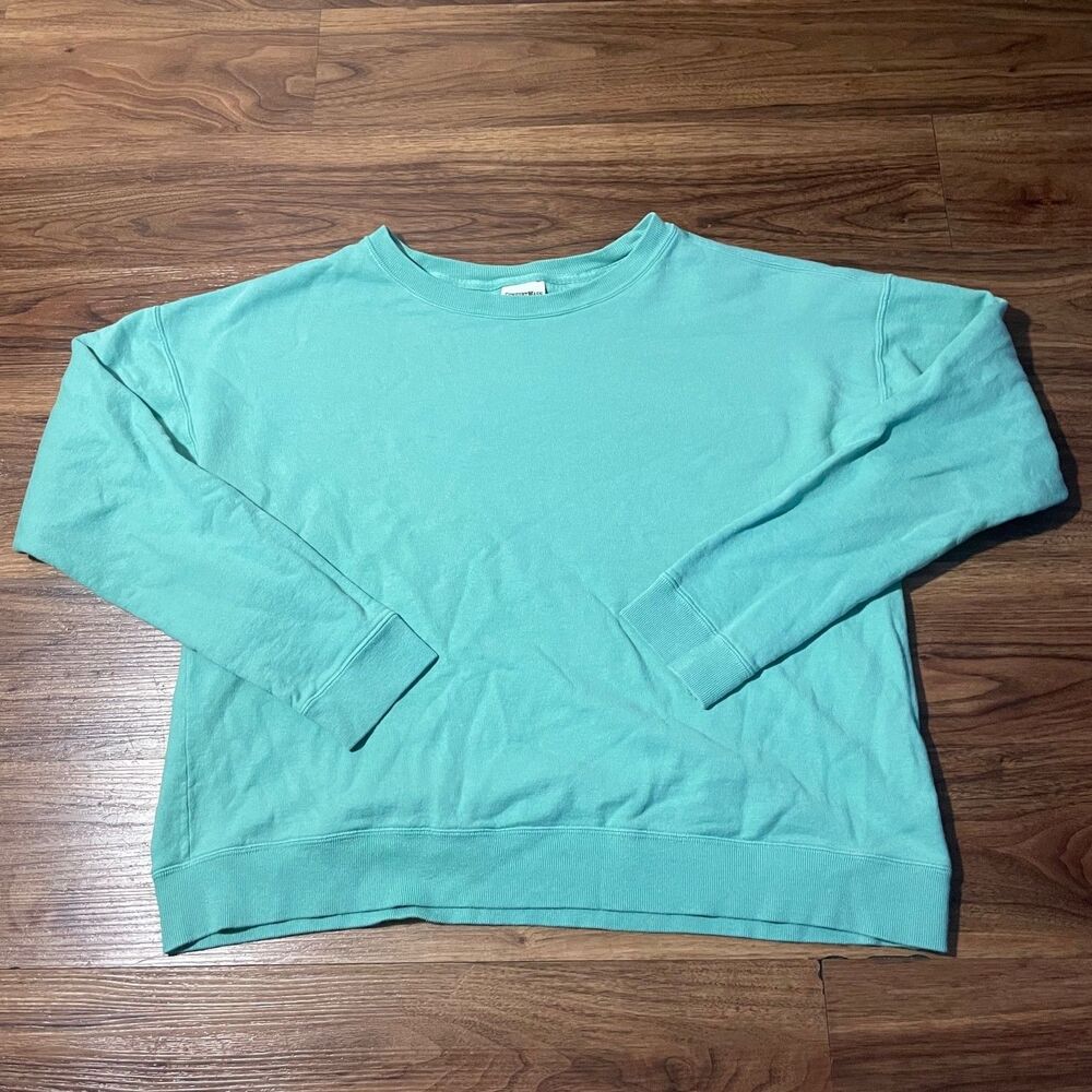 ComfortWash Crewneck Sweatshirt Large Pullover Blue Sweater Cotton Womens Large